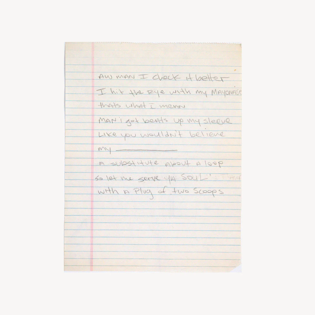 Biz Markie Handwritten “Buhloone Mindstate” Lyrics