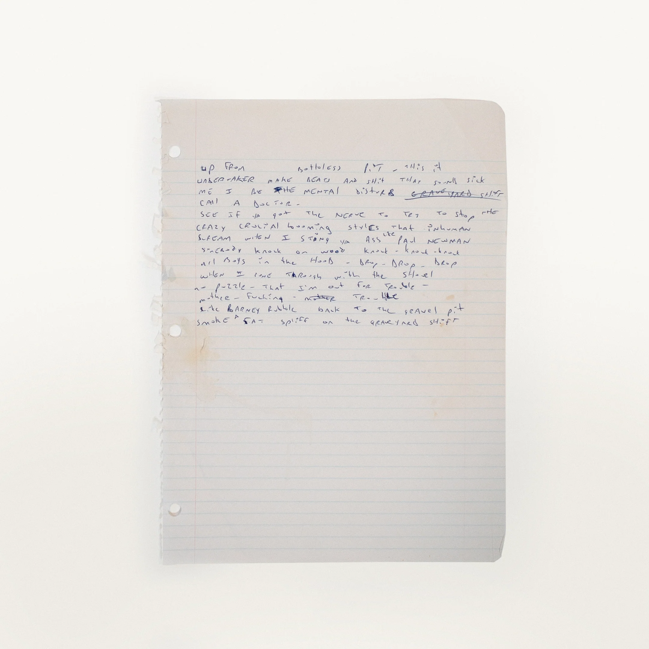 RZA Handwritten Lyrics (Gravediggaz)