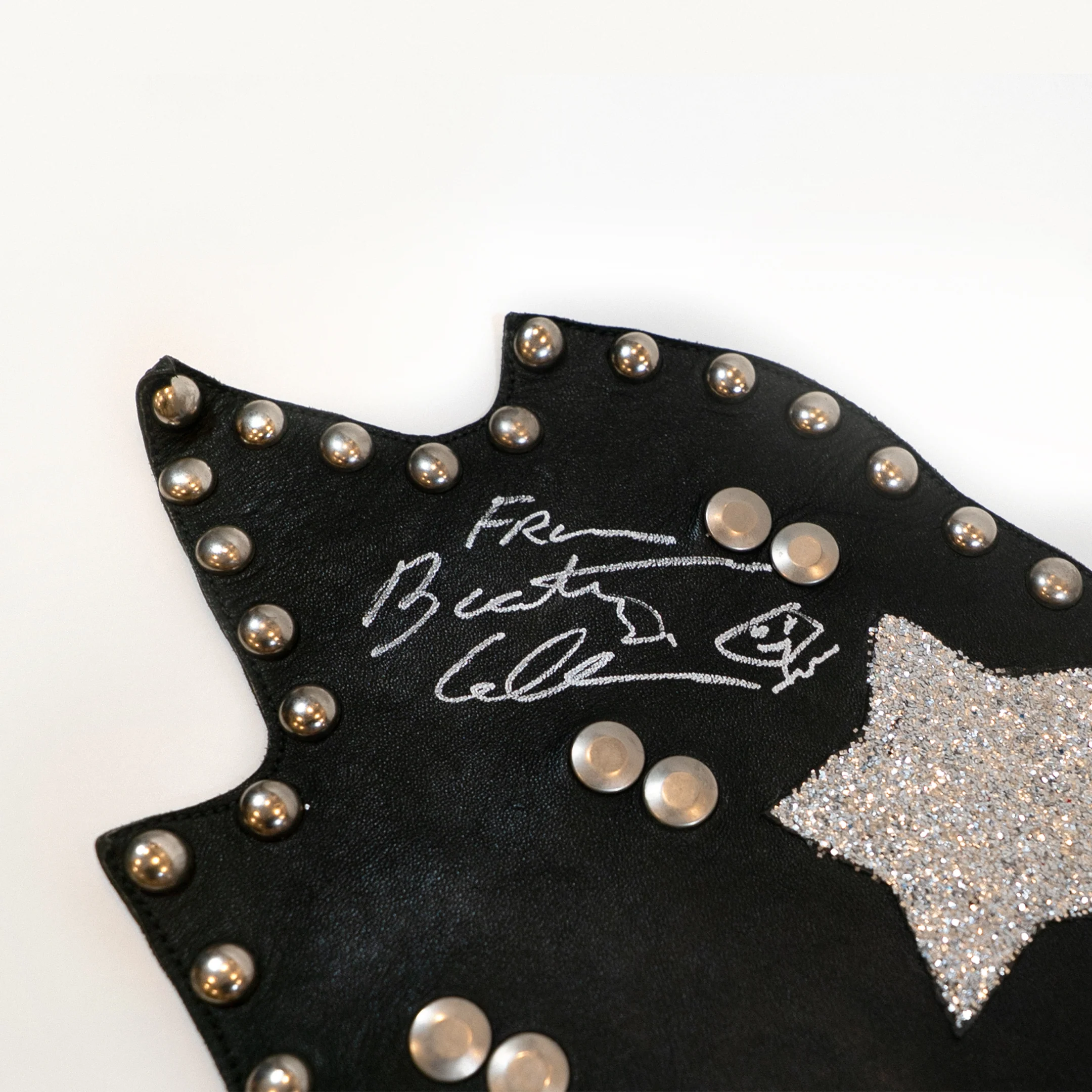 Signed Leather Star Costume Piece Worn on the Rubber Band Landing Tour